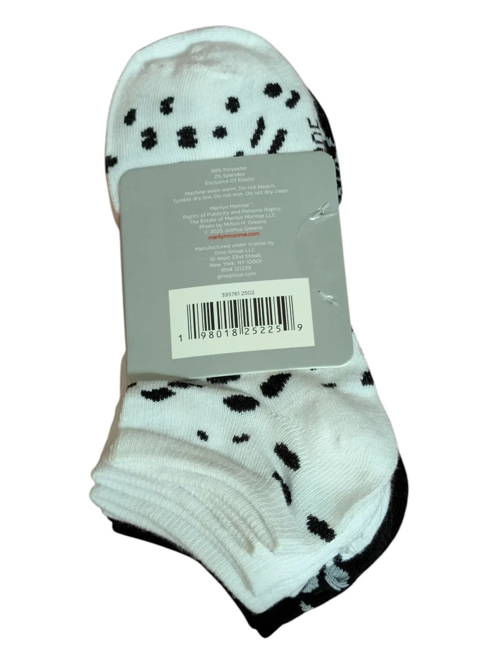 Marilyn Monroe Low Cut Socks - White & Black Animal Print (10 Pairs)